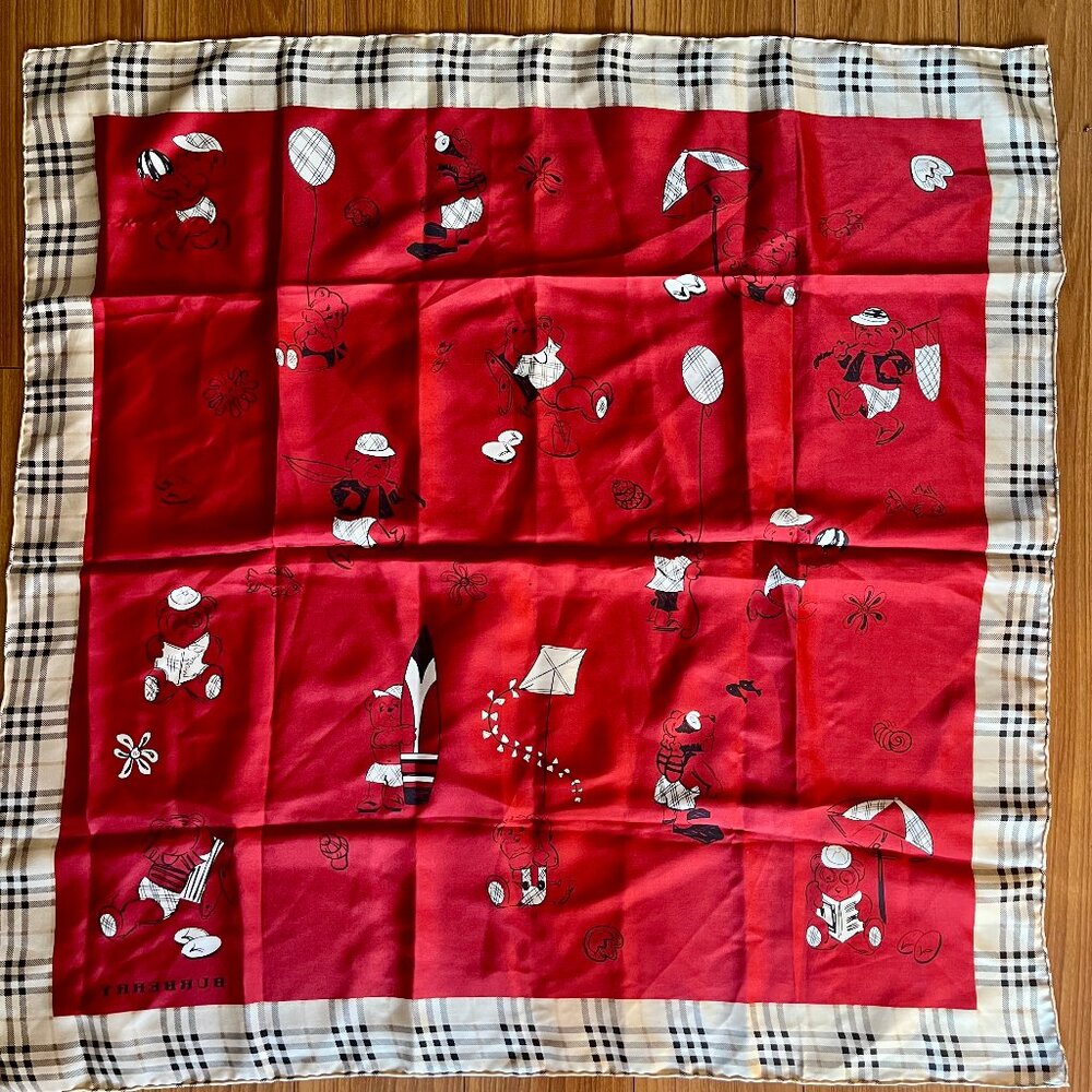 Burberry Bears and Check Silk Scarf - Picture 4 of 6